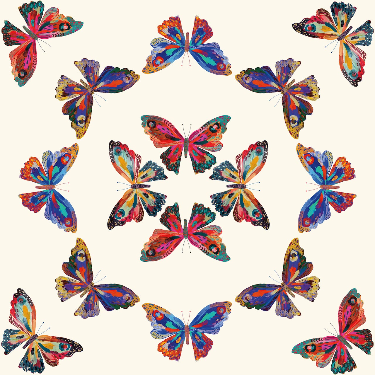 RoomMates Cream Multi Papillon Peel & Stick Wallpaper